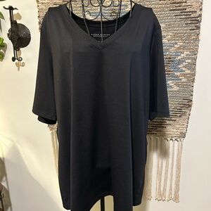 Susan Graver Black V-Neck Top